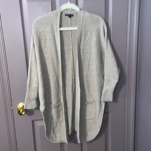 American Eagle Outfitters Long Gray Oversized Cardigan Sweater Small Petite - Picture 1 of 10